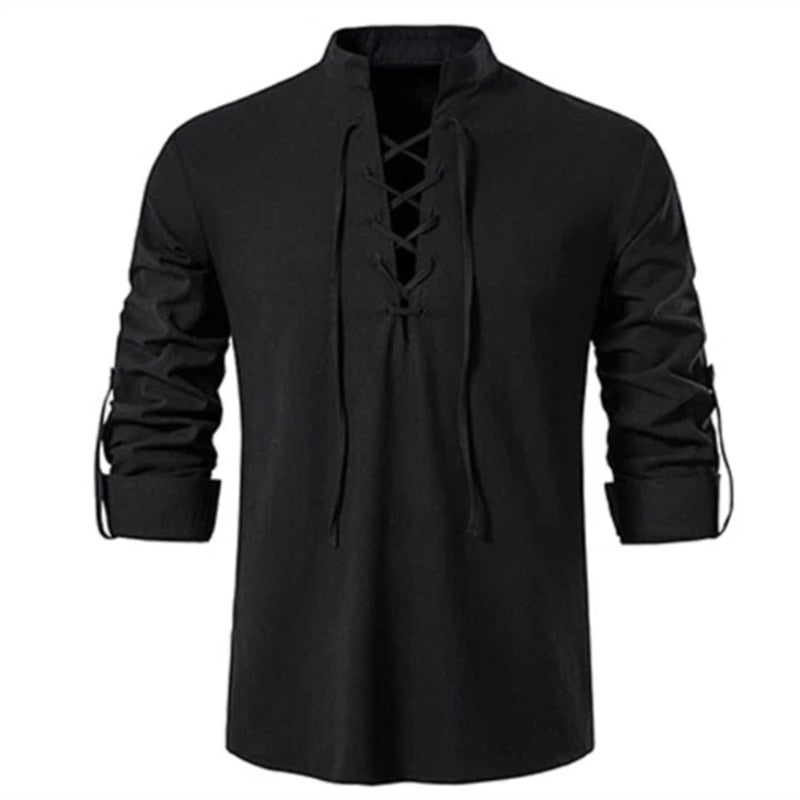 Chemise à col en V Top hommes Casual