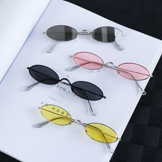 1PC Unisex Retro Small Frame Oval Sunglasses