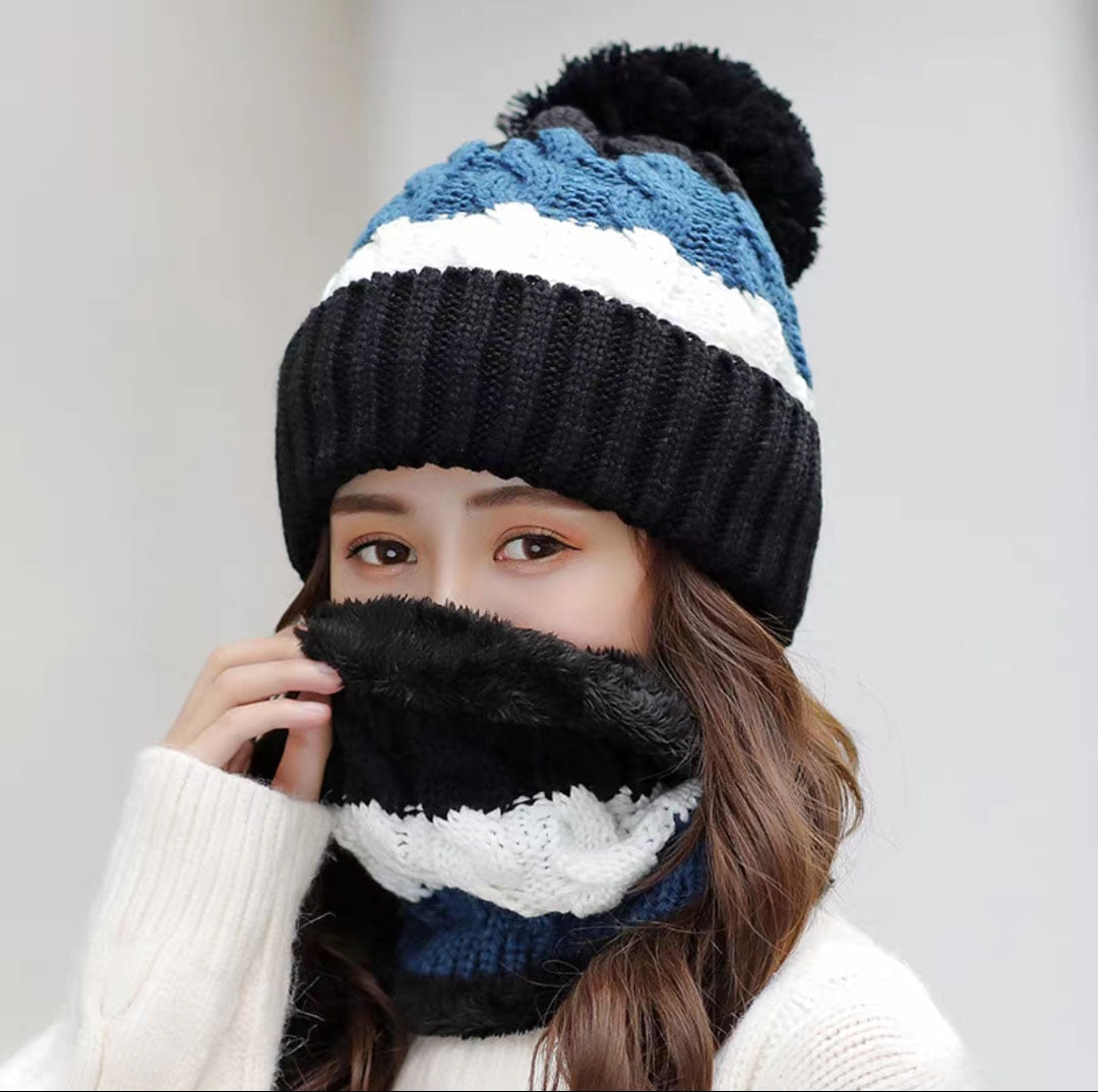 Women Wool Knitted Hat Ski Hat Sets