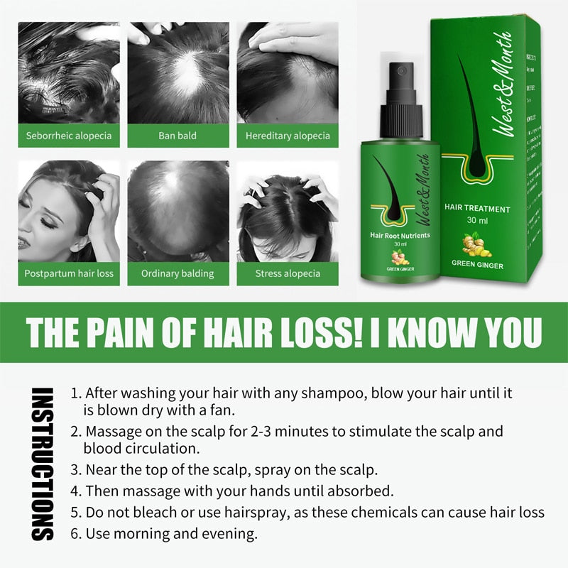 Ginger Hair Growth Spray Huiles Essentielles