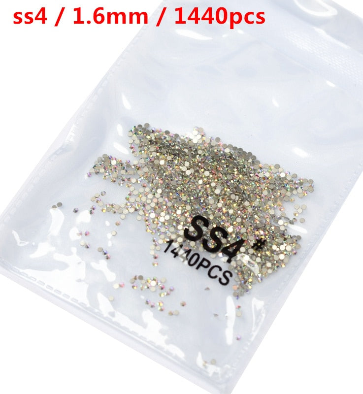 SS3-ss8 1440 pièces cristal clair AB or 3D Non HotFix FlatBack Nail Art strass décorations chaussures et décoration de danse