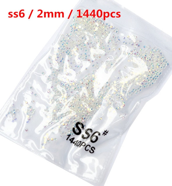 SS3-ss8 1440 pièces cristal clair AB or 3D Non HotFix FlatBack Nail Art strass décorations chaussures et décoration de danse