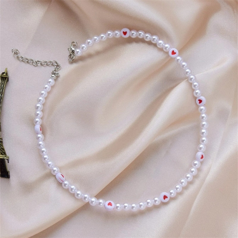 Trendy Love Pearl Necklace Female