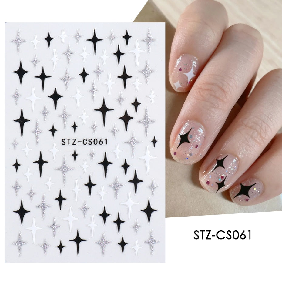 1pcs Gold Silver Sliders 3D Nail Stickers