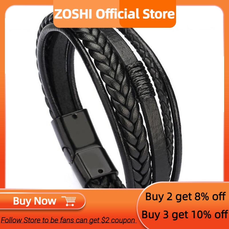 ZOSHI Trendy Genuine Leather Bracelets