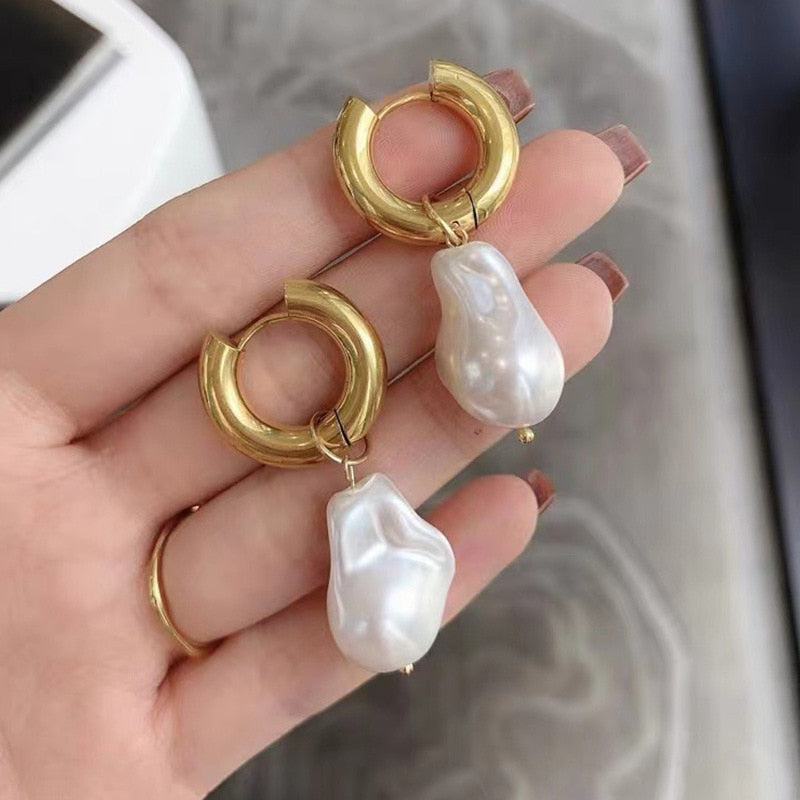 Tendance Simulation Perle Longues Boucles D'oreilles