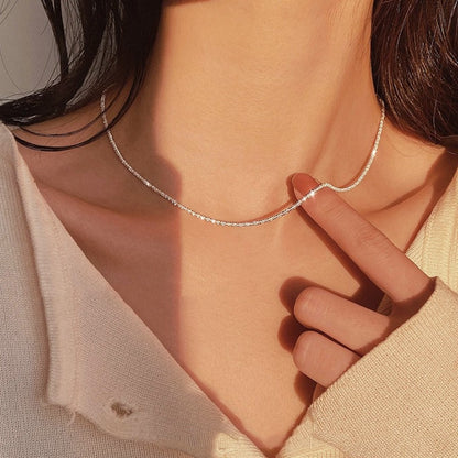 Silver Colour Sparkling Clavicle Necklace