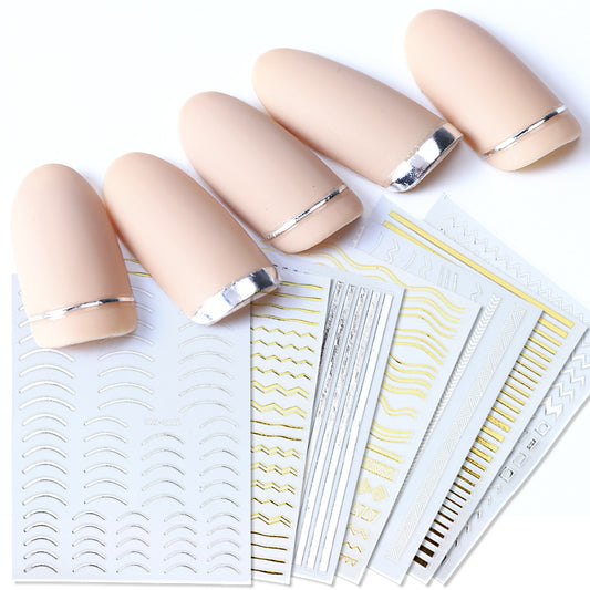 1pcs Gold Silver Sliders 3D Nail Stickers