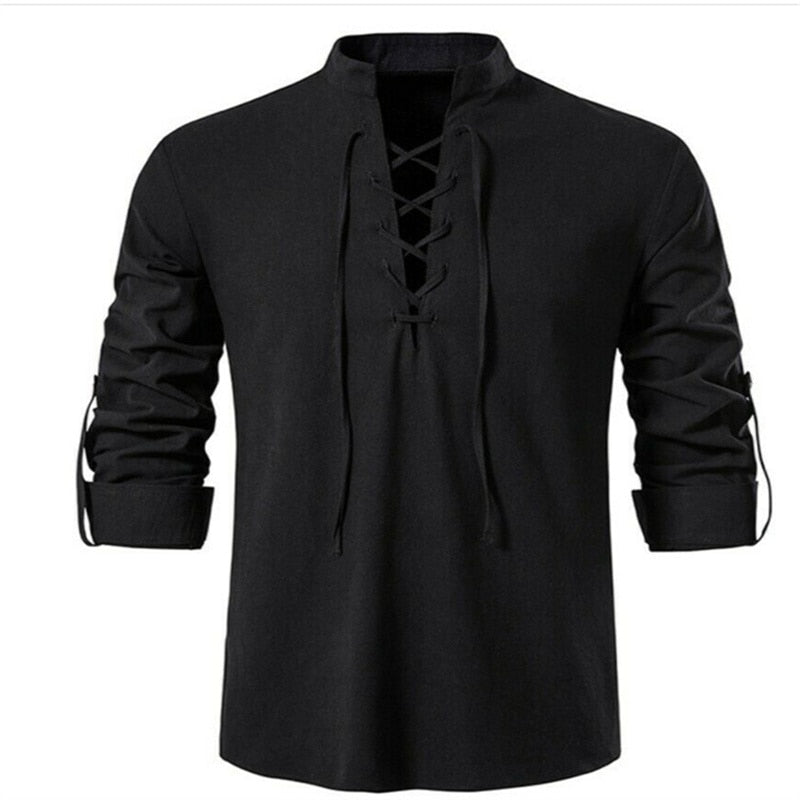 Chemise à col en V Top hommes Casual