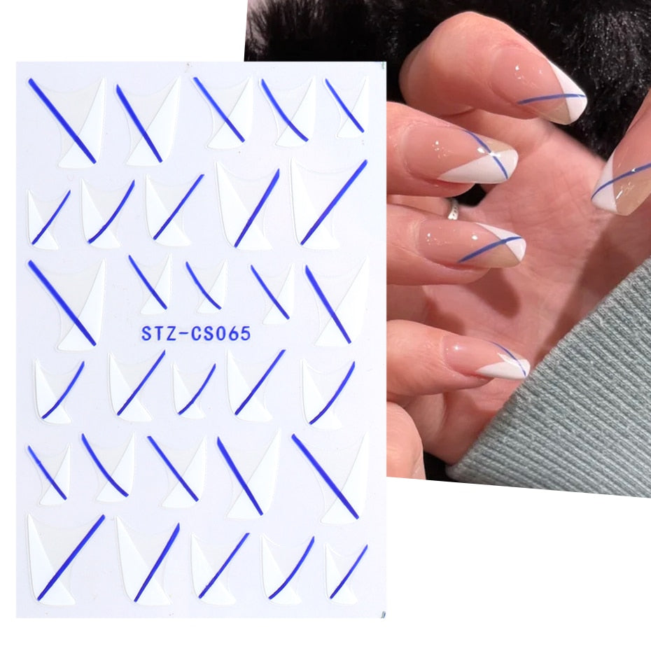 1pcs Gold Silver Sliders 3D Nail Stickers