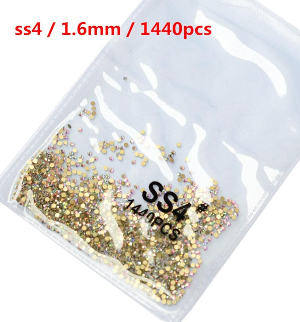 SS3-ss8 1440 pièces cristal clair AB or 3D Non HotFix FlatBack Nail Art strass décorations chaussures et décoration de danse