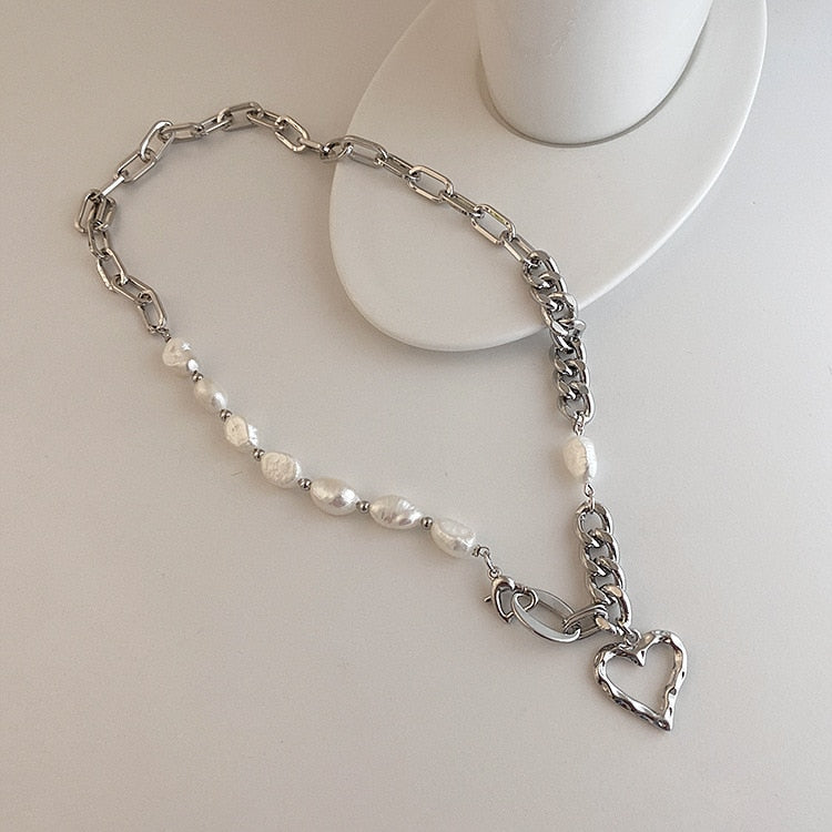 Collier Pendentif Goutte d'Eau Coeur Pêche