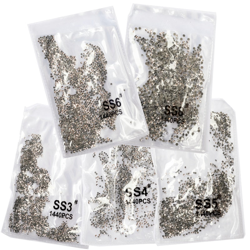 1440pcs Clear Crystal FlatBack Nail Art