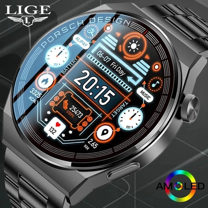 LIGE New Smart Watch Men AMOLED