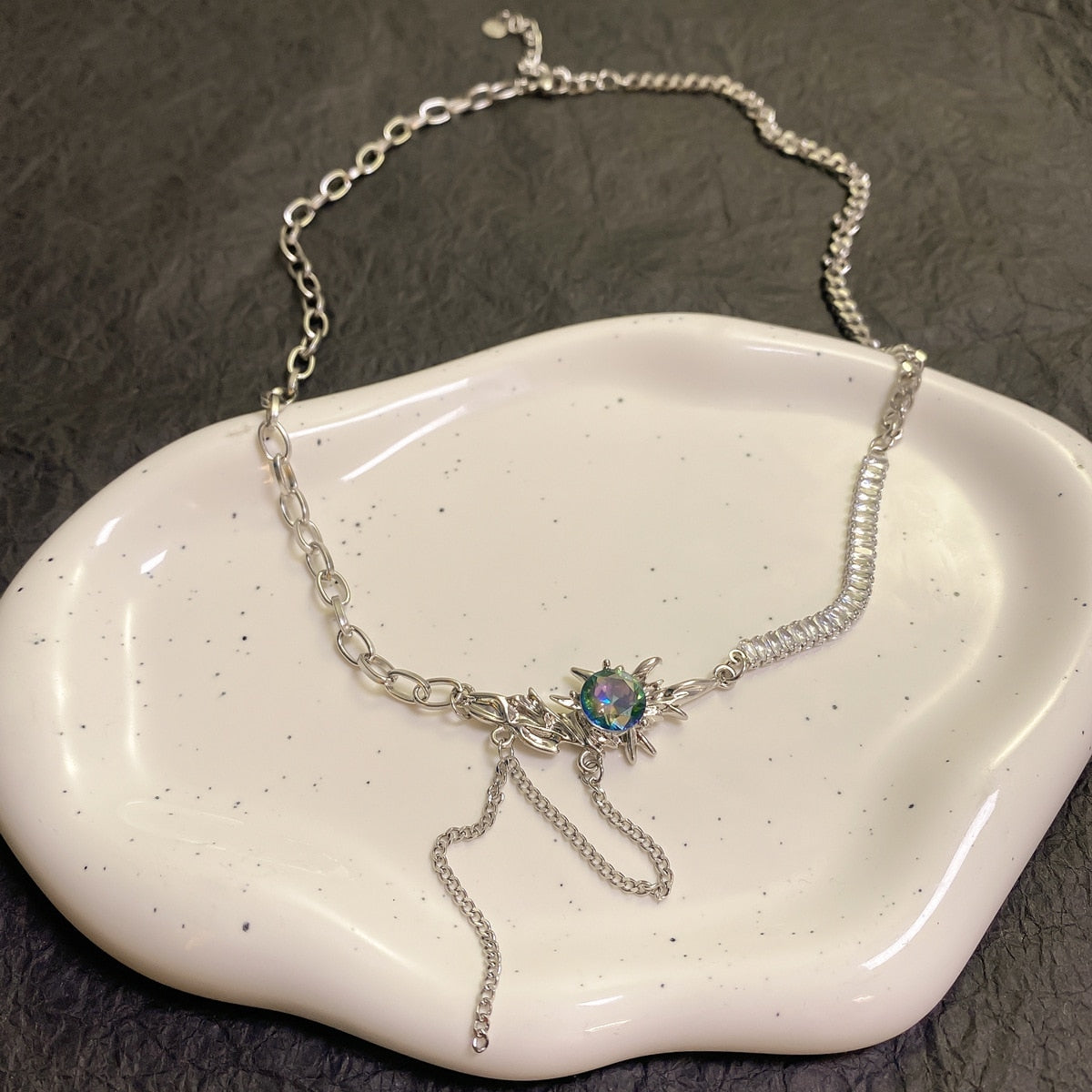 Collier Pendentif Goutte d'Eau Coeur Pêche