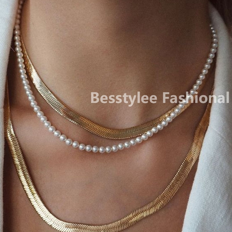 Women Fashion Vintage Pearl Necklace