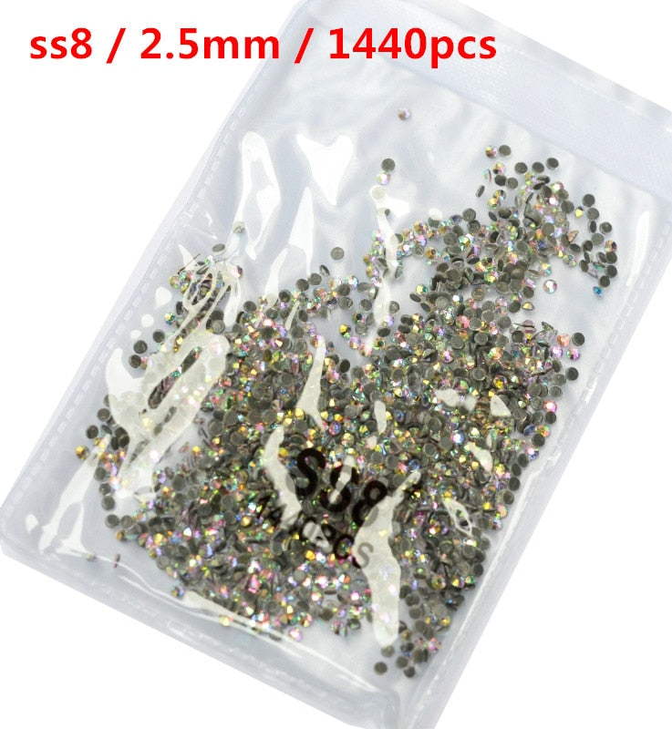 SS3-ss8 1440 pièces cristal clair AB or 3D Non HotFix FlatBack Nail Art strass décorations chaussures et décoration de danse