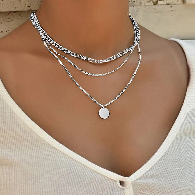 Silver Colour Sparkling Clavicle Necklace