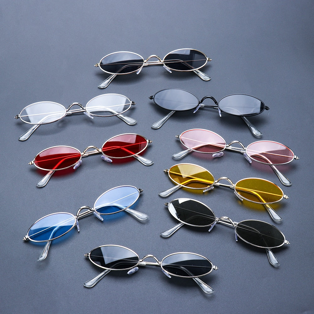 1PC Unisex Retro Small Frame Oval Sunglasses