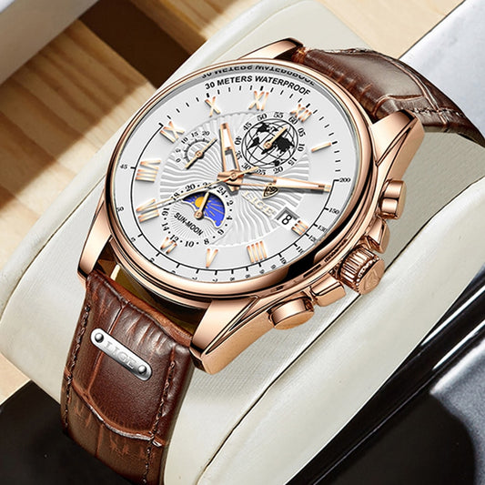 LIGE Fashion Automatic Date Men Quartz