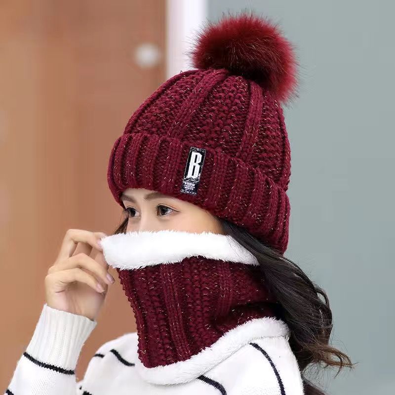 Women Wool Knitted Hat Ski Hat Sets