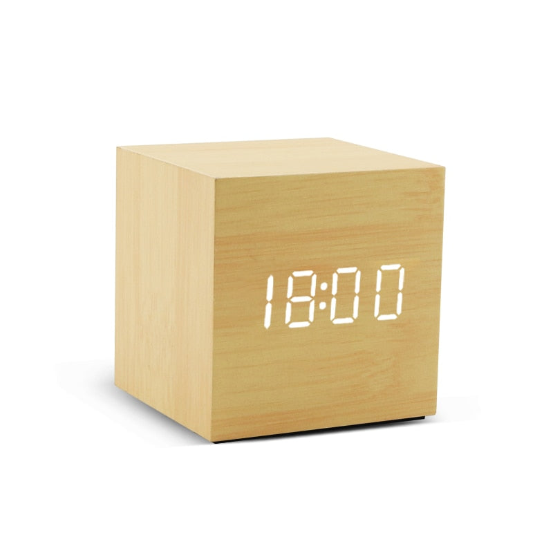 Alarm Clock LED Wooden Watch