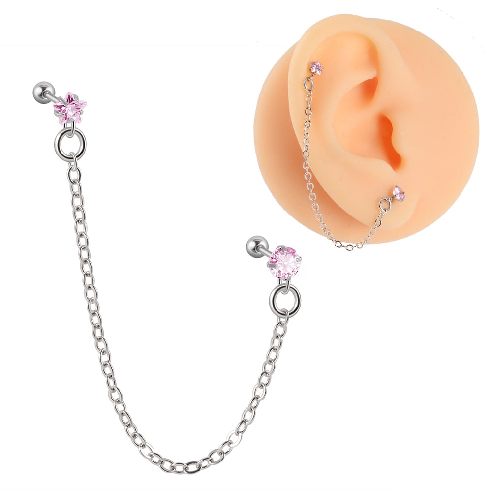 1PC Surgical Steel Chain Earring