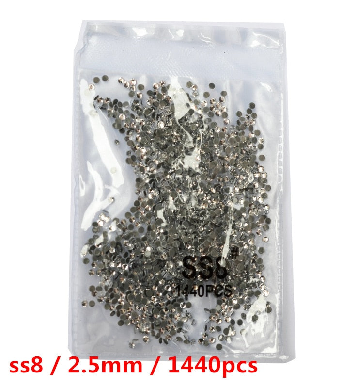 SS3-ss8 1440 pièces cristal clair AB or 3D Non HotFix FlatBack Nail Art strass décorations chaussures et décoration de danse