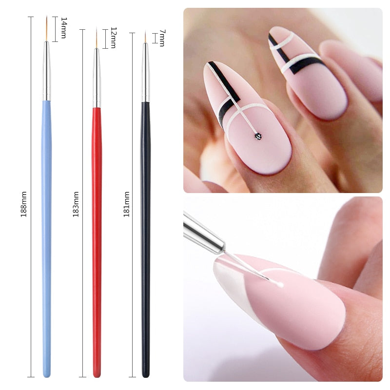 3Pcs French Stripe Nail Art Liner