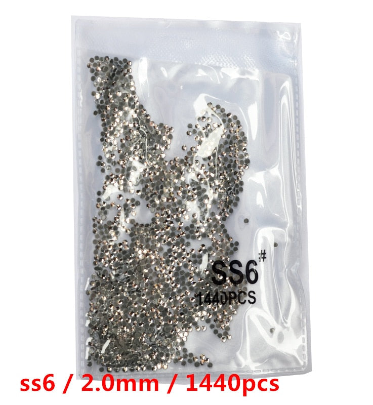 SS3-ss8 1440 pièces cristal clair AB or 3D Non HotFix FlatBack Nail Art strass décorations chaussures et décoration de danse