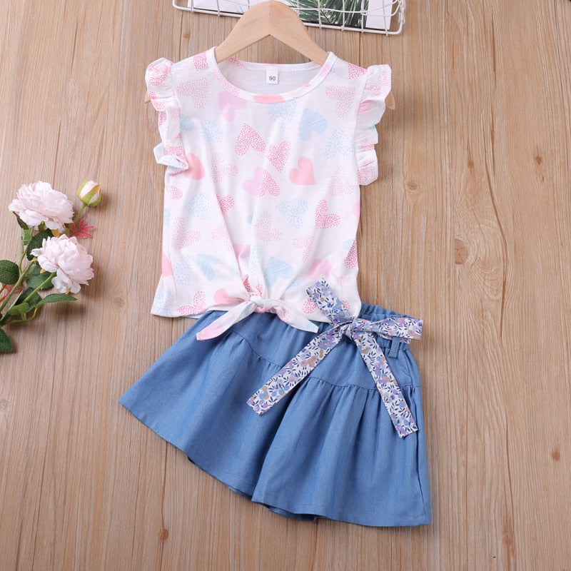 2T Girls Clothes Sets  T-Shirt+Denim