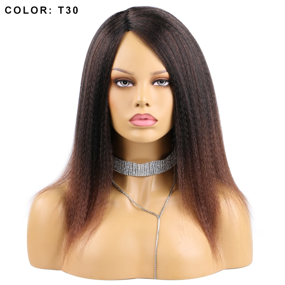 14 Inch Synthetic Yaki Hair Wig Natural