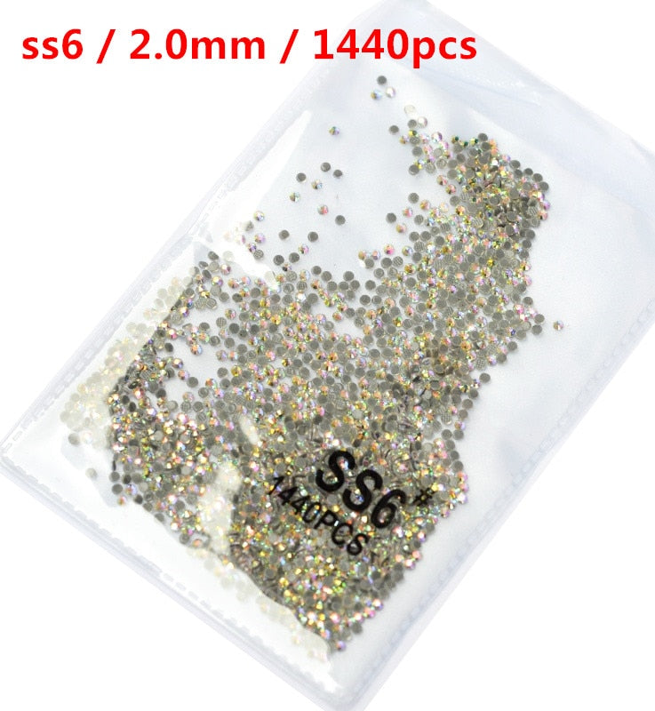 SS3-ss8 1440 pièces cristal clair AB or 3D Non HotFix FlatBack Nail Art strass décorations chaussures et décoration de danse