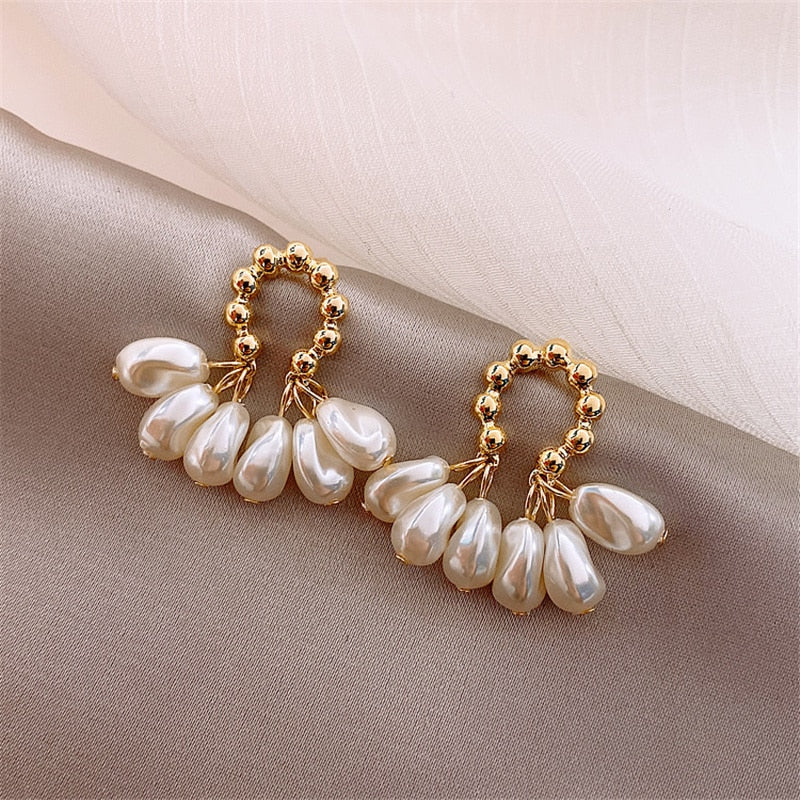 Tendance Simulation Perle Longues Boucles D'oreilles