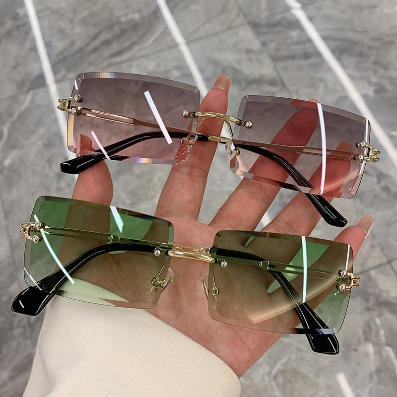 Lunettes de soleil à la mode vintage sans monture