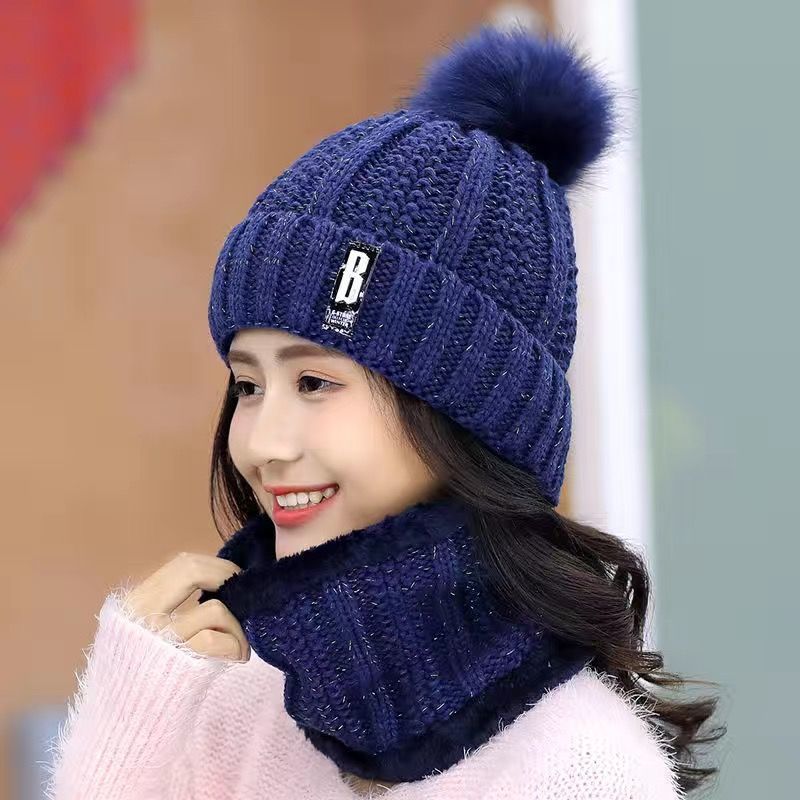 Women Wool Knitted Hat Ski Hat Sets