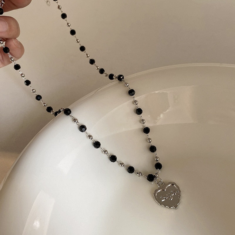 Collier Pendentif Goutte d'Eau Coeur Pêche