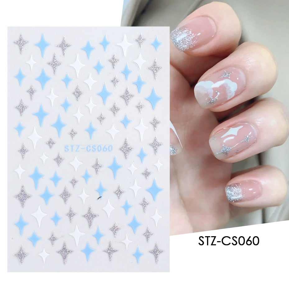 1pcs Gold Silver Sliders 3D Nail Stickers