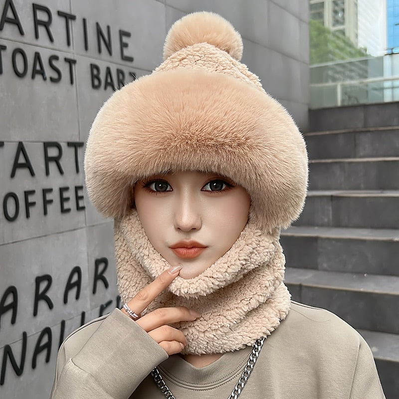 Women Wool Knitted Hat Ski Hat Sets