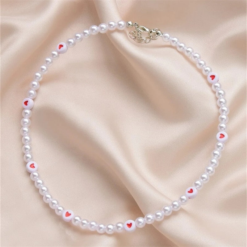 Trendy Love Pearl Necklace Female