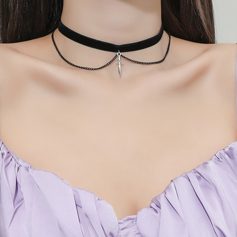 Collier ras du cou en velours à la mode coréenne