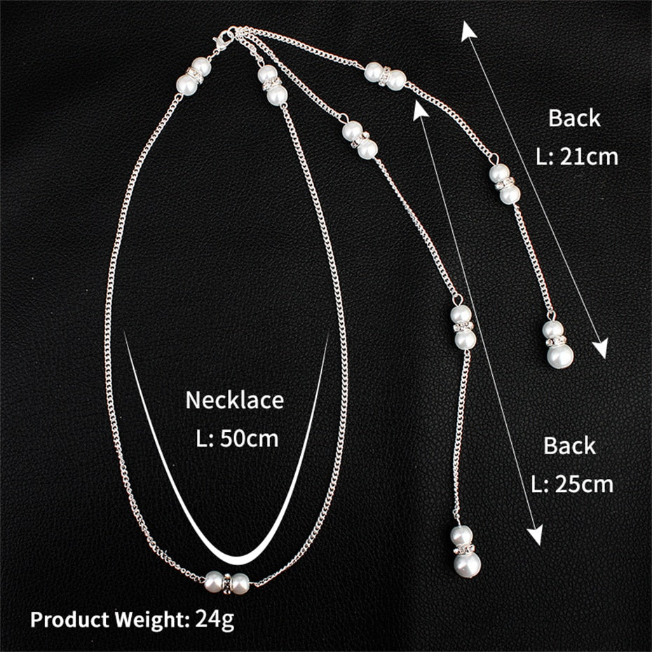 Efily Simple Pearl Back Necklace