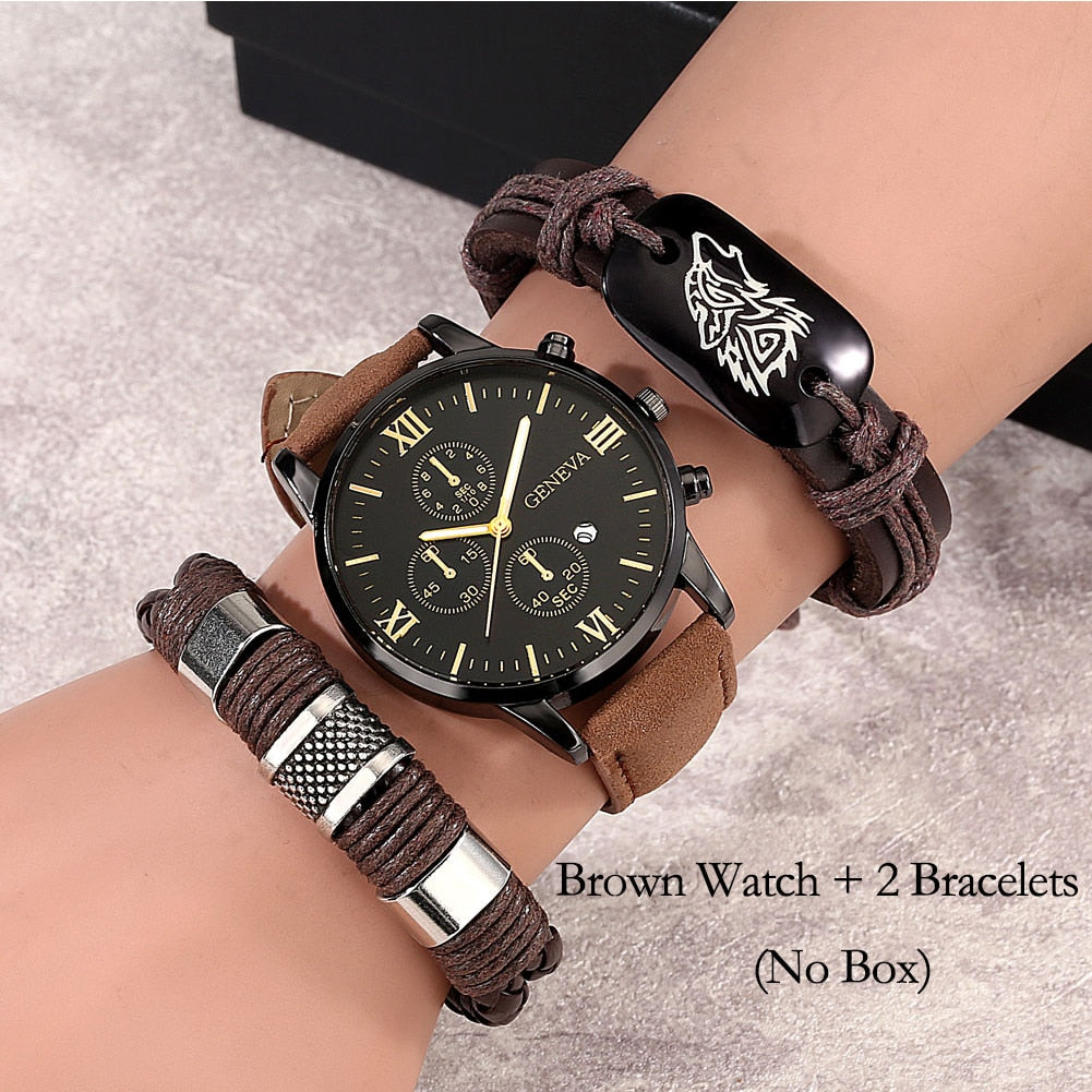 Personality Men Watch Bracelet Sets