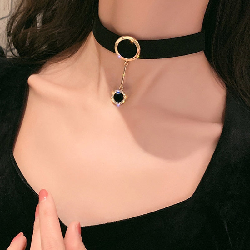 Collier ras du cou en velours à la mode coréenne