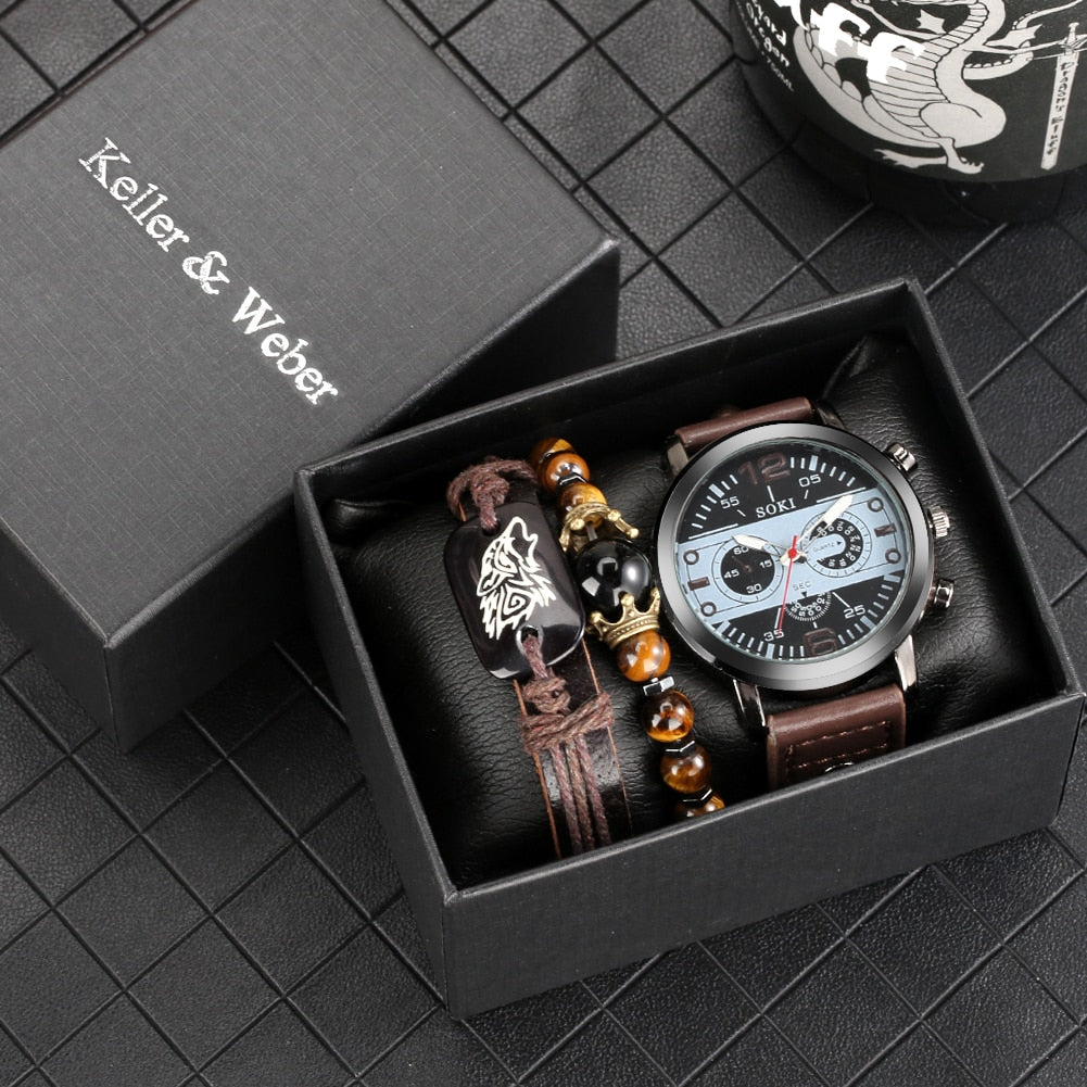 Personality Men Watch Bracelet Sets