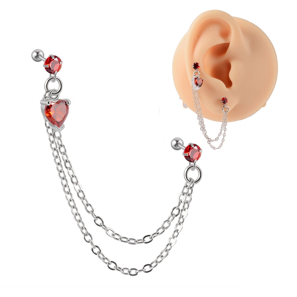 Boucle d'oreille en chaîne en acier chirurgical 1PC