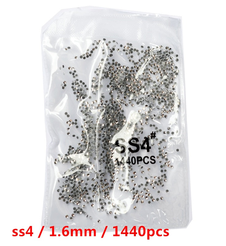 SS3-ss8 1440 pièces cristal clair AB or 3D Non HotFix FlatBack Nail Art strass décorations chaussures et décoration de danse