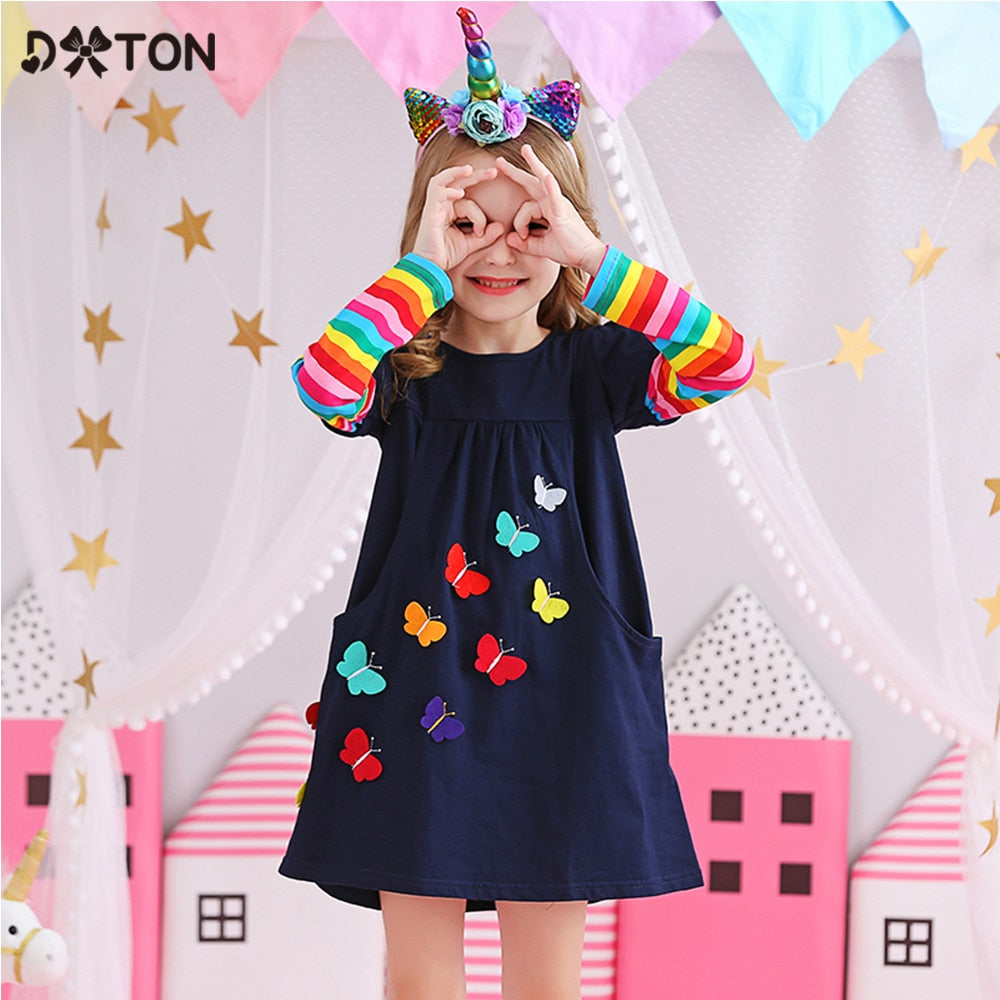 DXTON Christmas Girls Dresses Long Sleeve Baby Girls