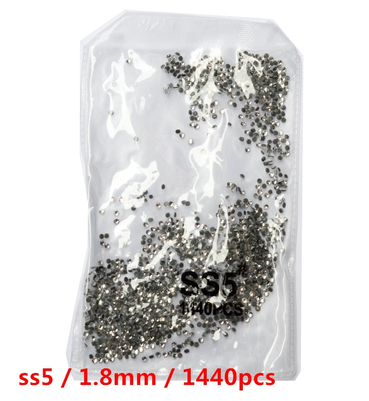 SS3-ss8 1440 pièces cristal clair AB or 3D Non HotFix FlatBack Nail Art strass décorations chaussures et décoration de danse