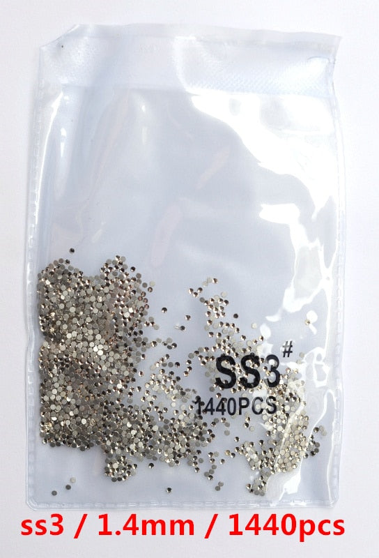 SS3-ss8 1440 pièces cristal clair AB or 3D Non HotFix FlatBack Nail Art strass décorations chaussures et décoration de danse